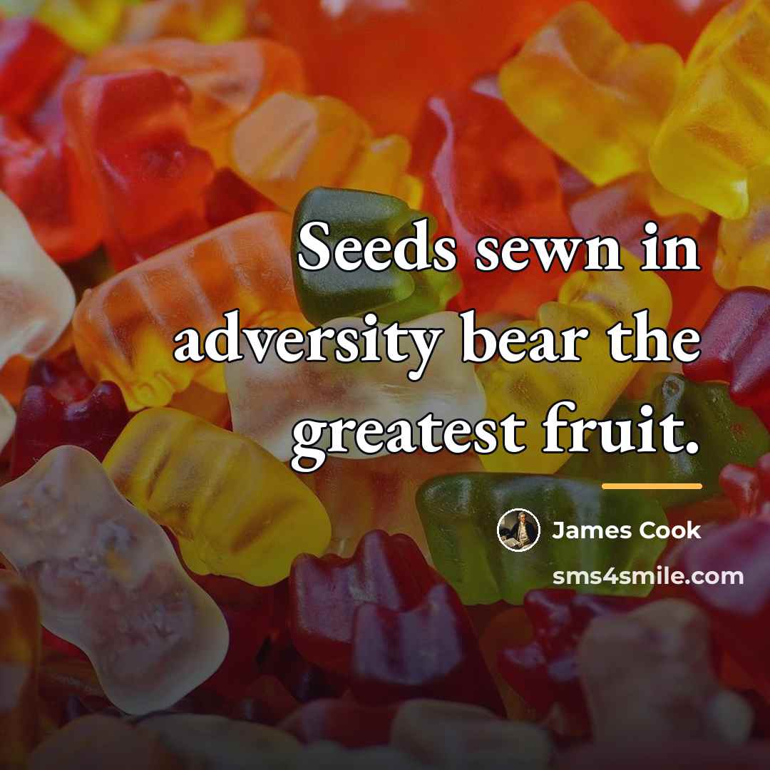 “Seeds sewn in adversity bear the greatest fruit.…” quote by James Cook