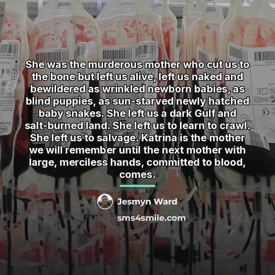 “She was the murderous mother who cut us to the…” quote by Jesmyn Ward