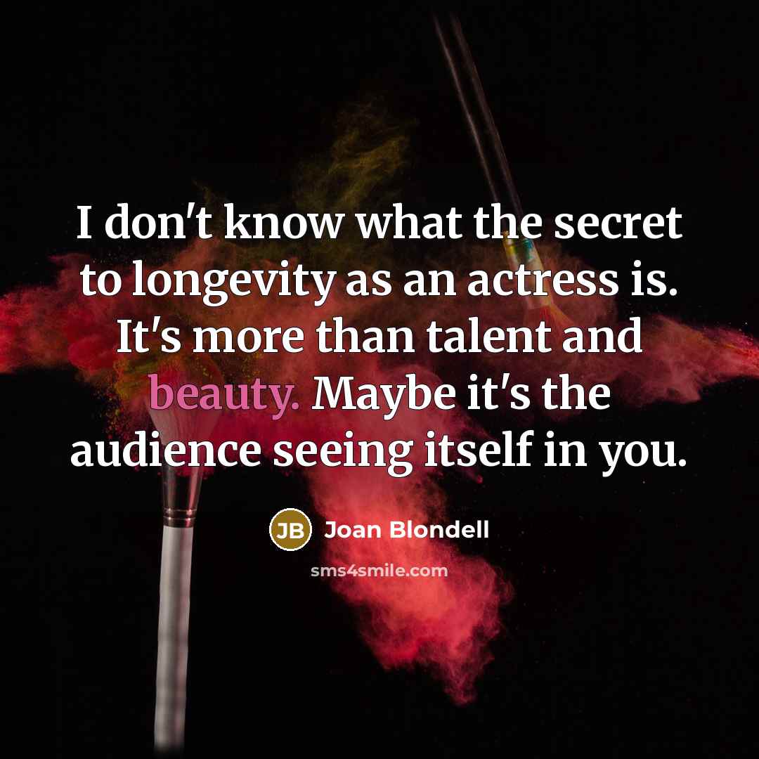 “I don't know what the secret to longevity as an…” quote by Joan Blondell