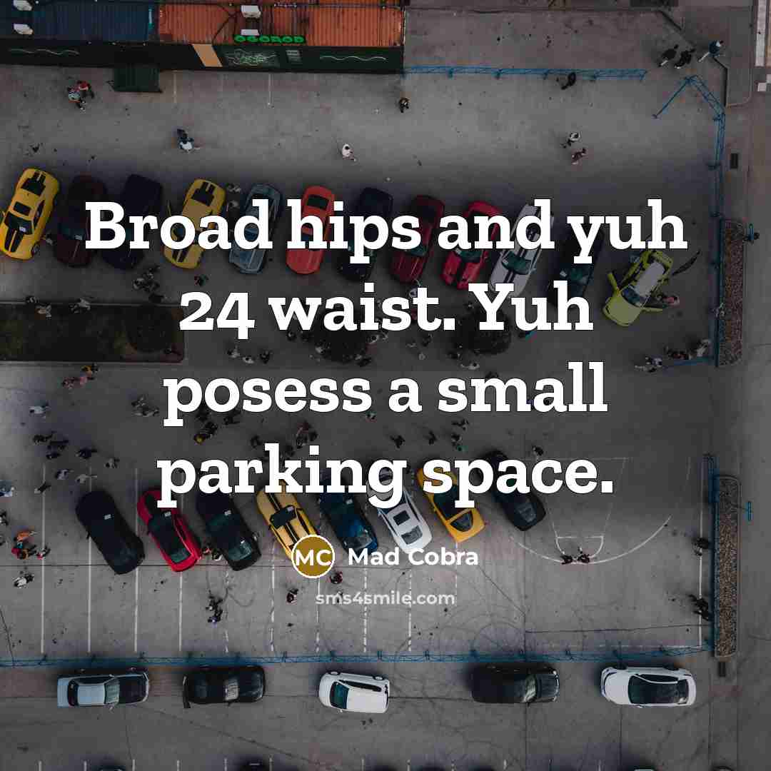 “Broad hips and yuh 24 waist. Yuh posess a small parking space.” quote by Mad Cobra