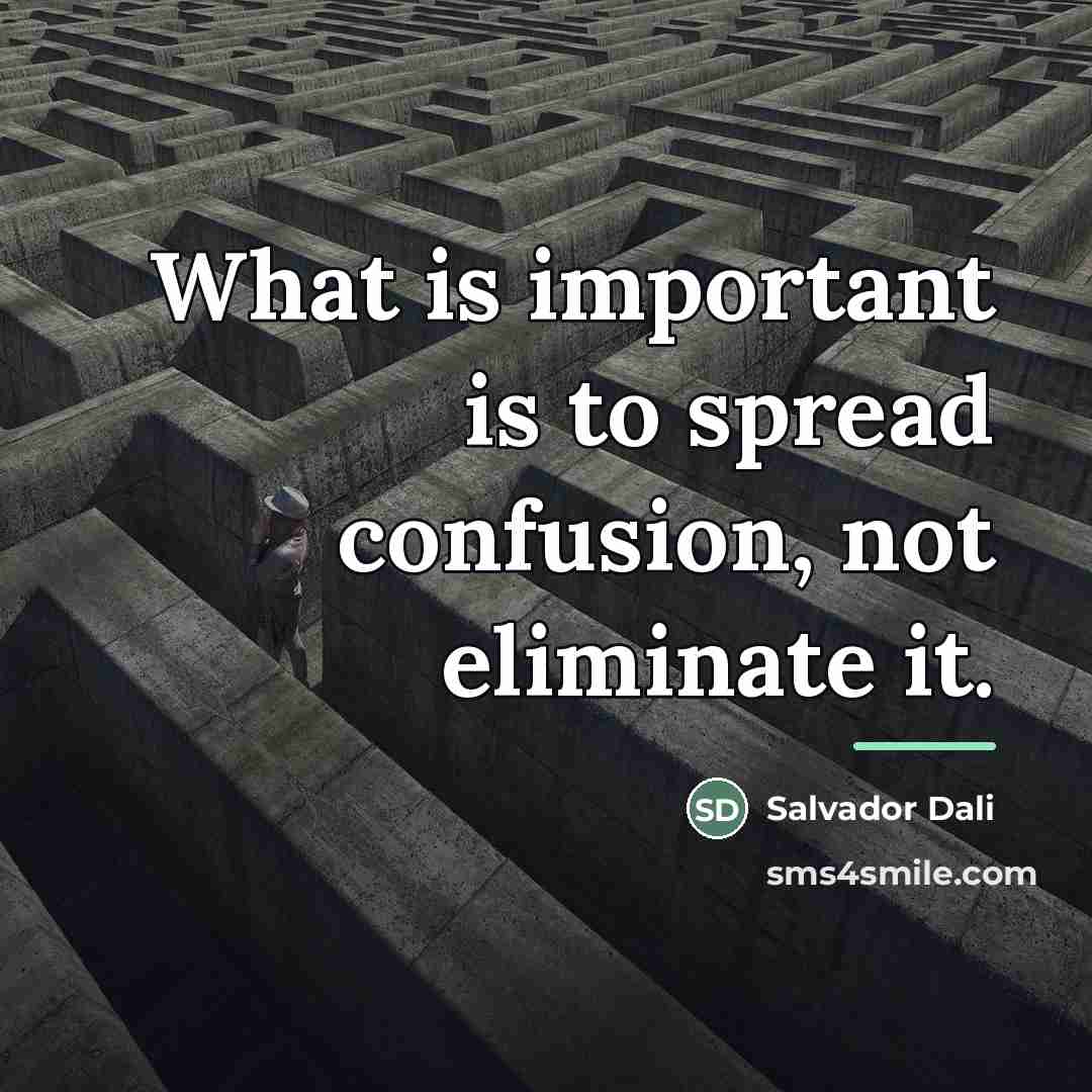 “What is important is to spread confusion, not eliminate it.…” quote by Salvador Dali