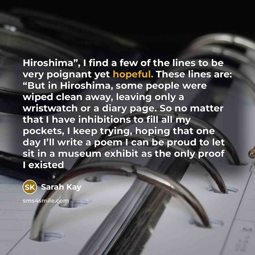 “Hiroshima”, I find a few of the lines to be…” quote by Sarah Kay