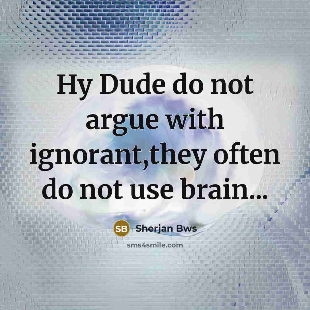 “Hy Dude do not argue with ignorant,they often do not use brain...” quote by Sherjan Bws