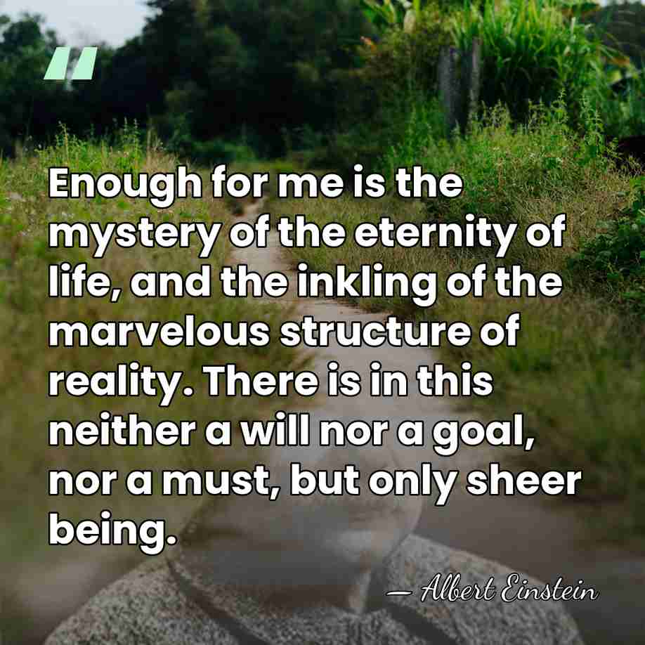 Enough for me is the mystery of the eternity of life, and&hellip; - Albert Einstein