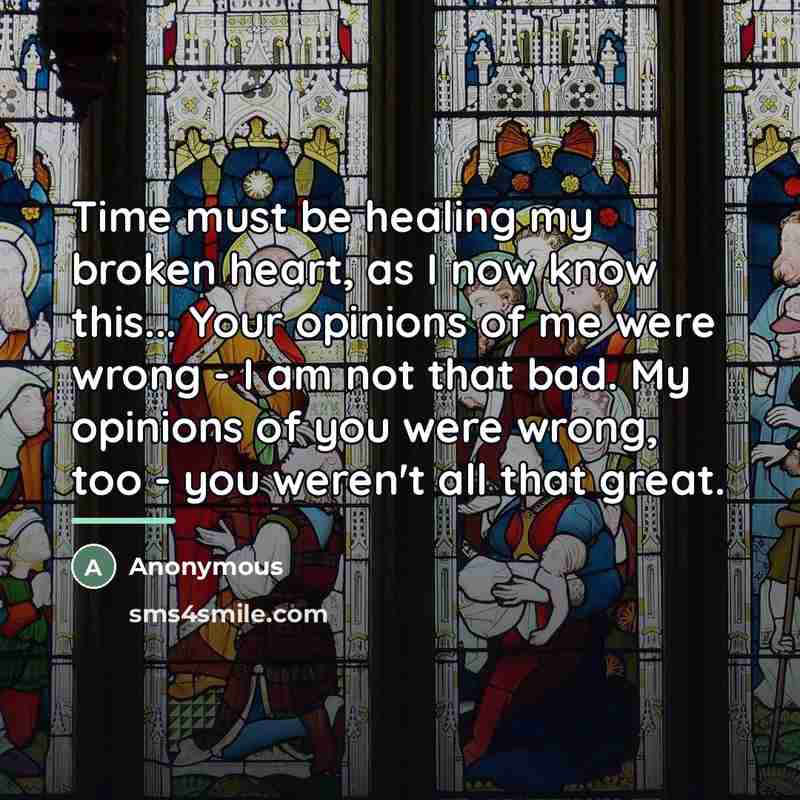 “Time must be healing my broken heart, as I now…” quote by Anonymous