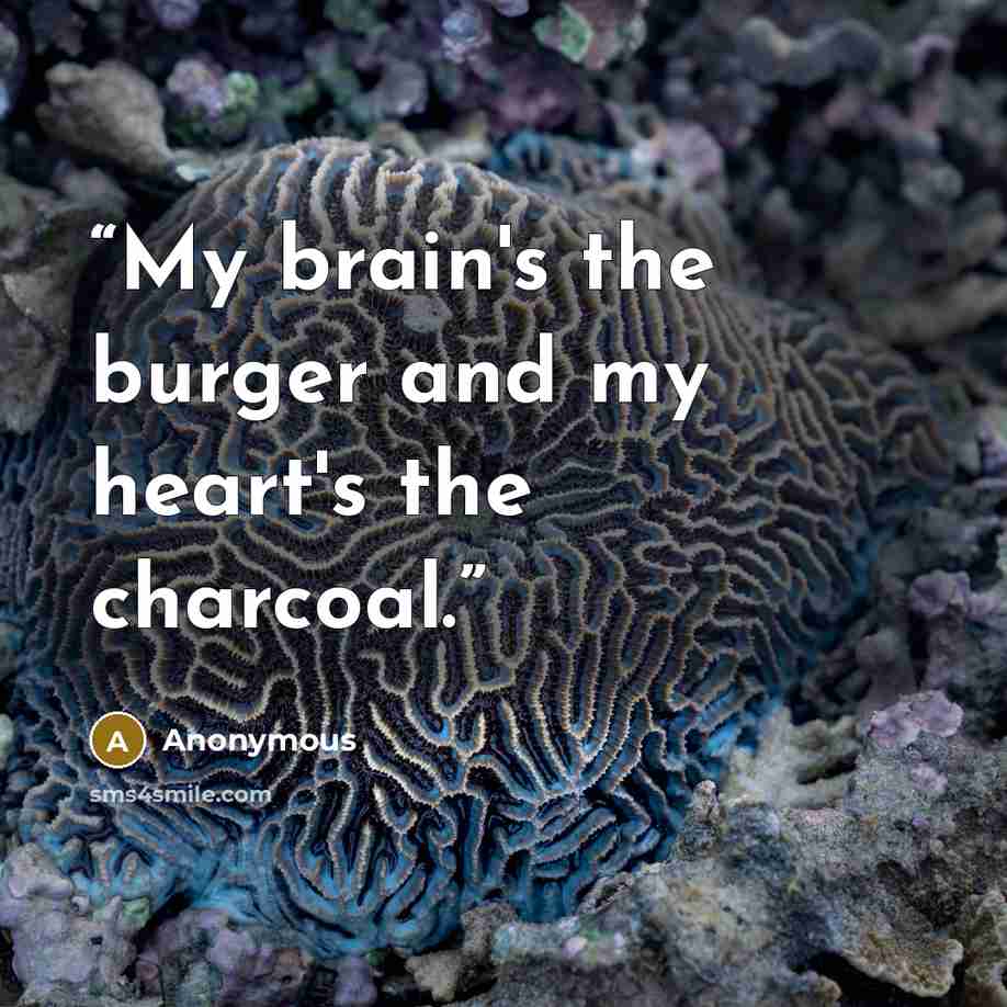 “My brain's the burger and my heart's the charcoal.” quote by Anonymous