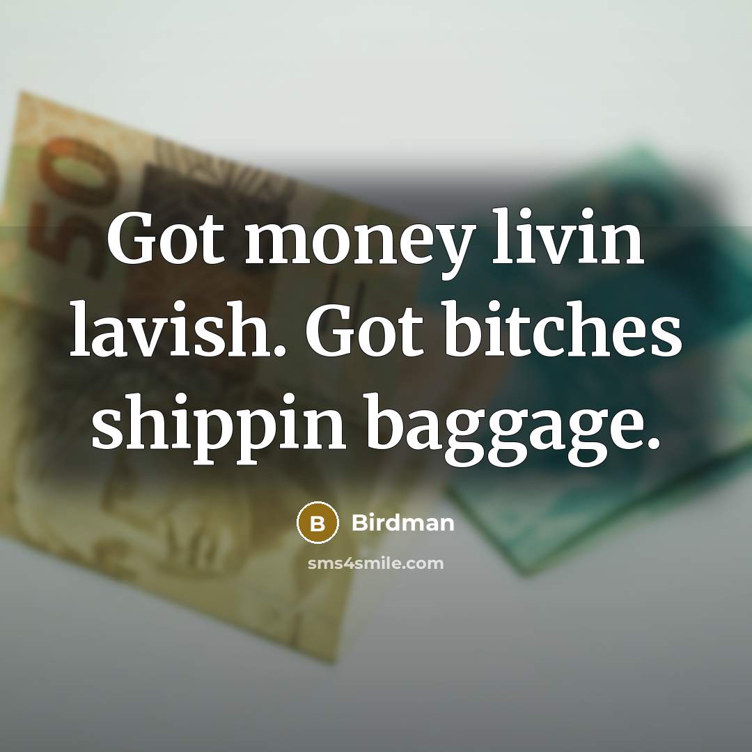 “Got money livin lavish. Got bitches shippin baggage.…” quote by Birdman