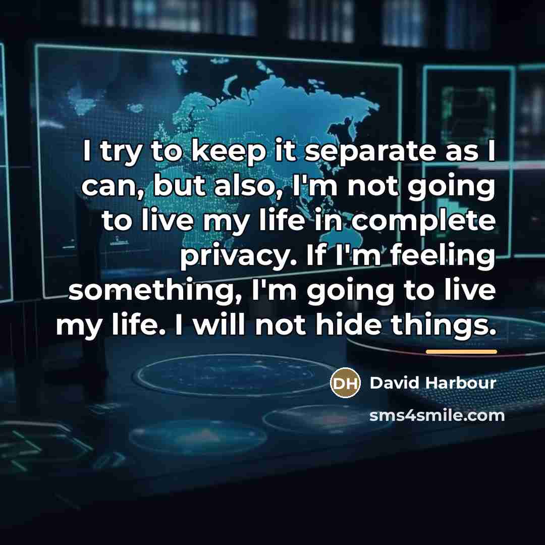 “I try to keep it separate as I can, but…” quote by David Harbour