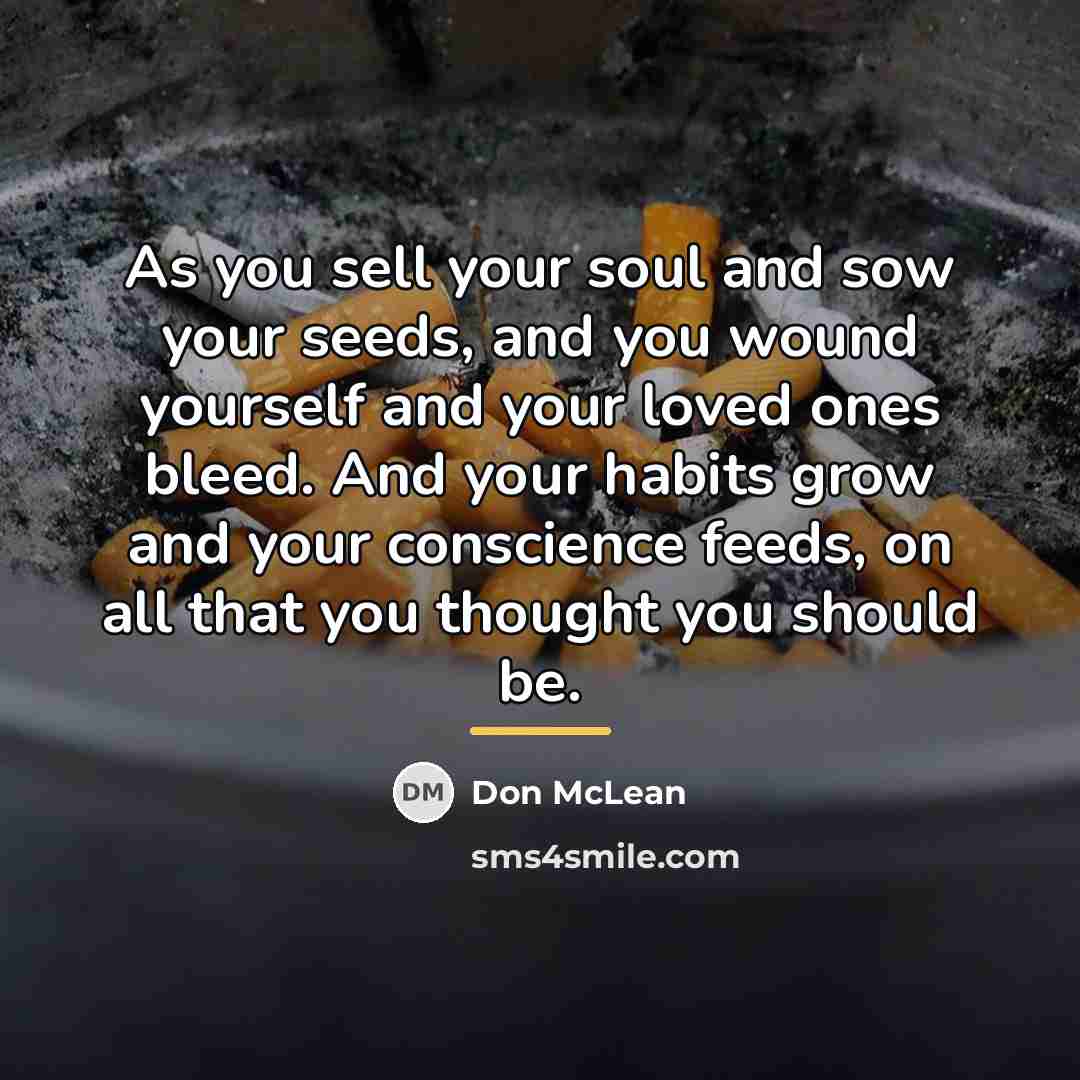 “As you sell your soul and sow your seeds, and…” quote by Don McLean