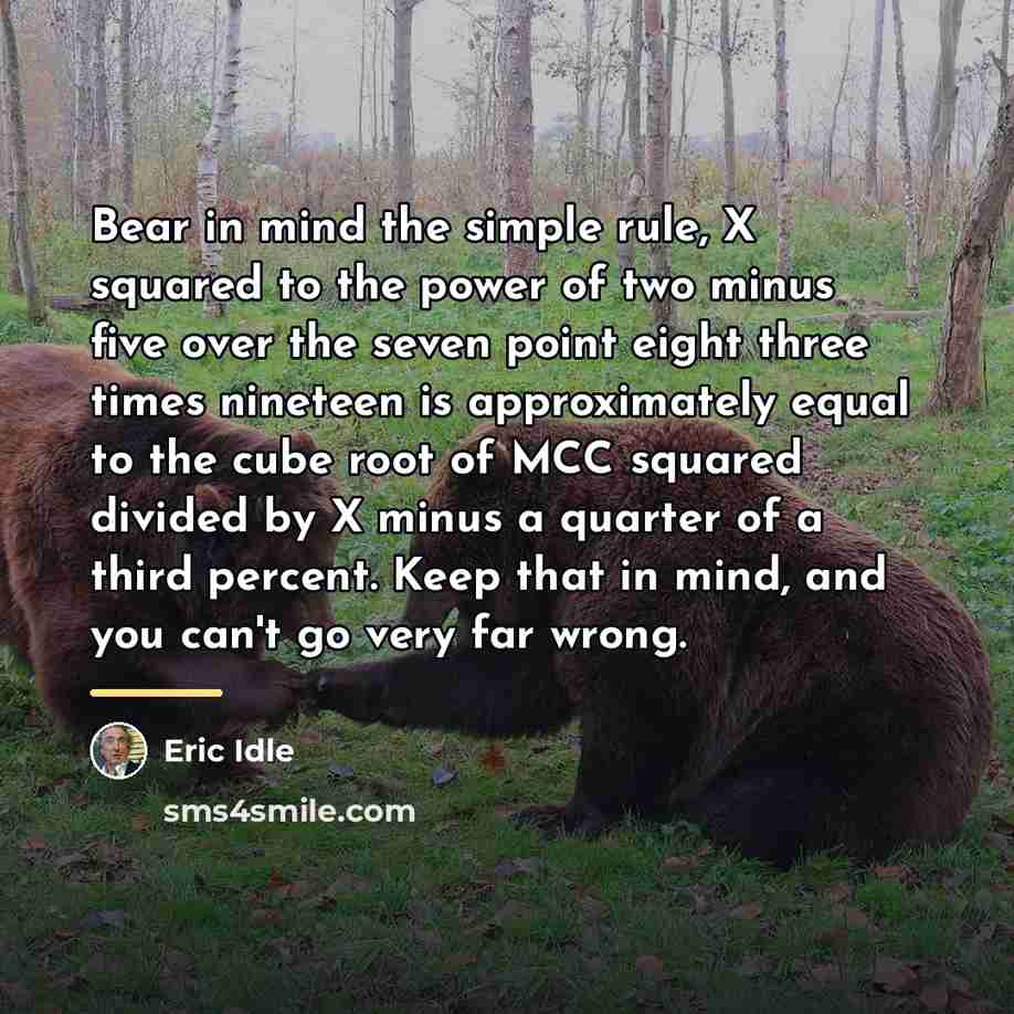 “Bear in mind the simple rule, X squared to the…” quote by Eric Idle