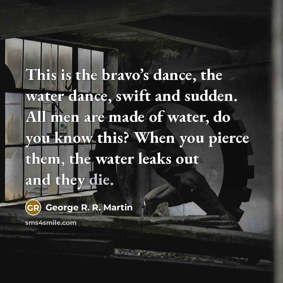 “This is the bravo’s dance, the water dance, swift and…” quote by George R. R. Martin
