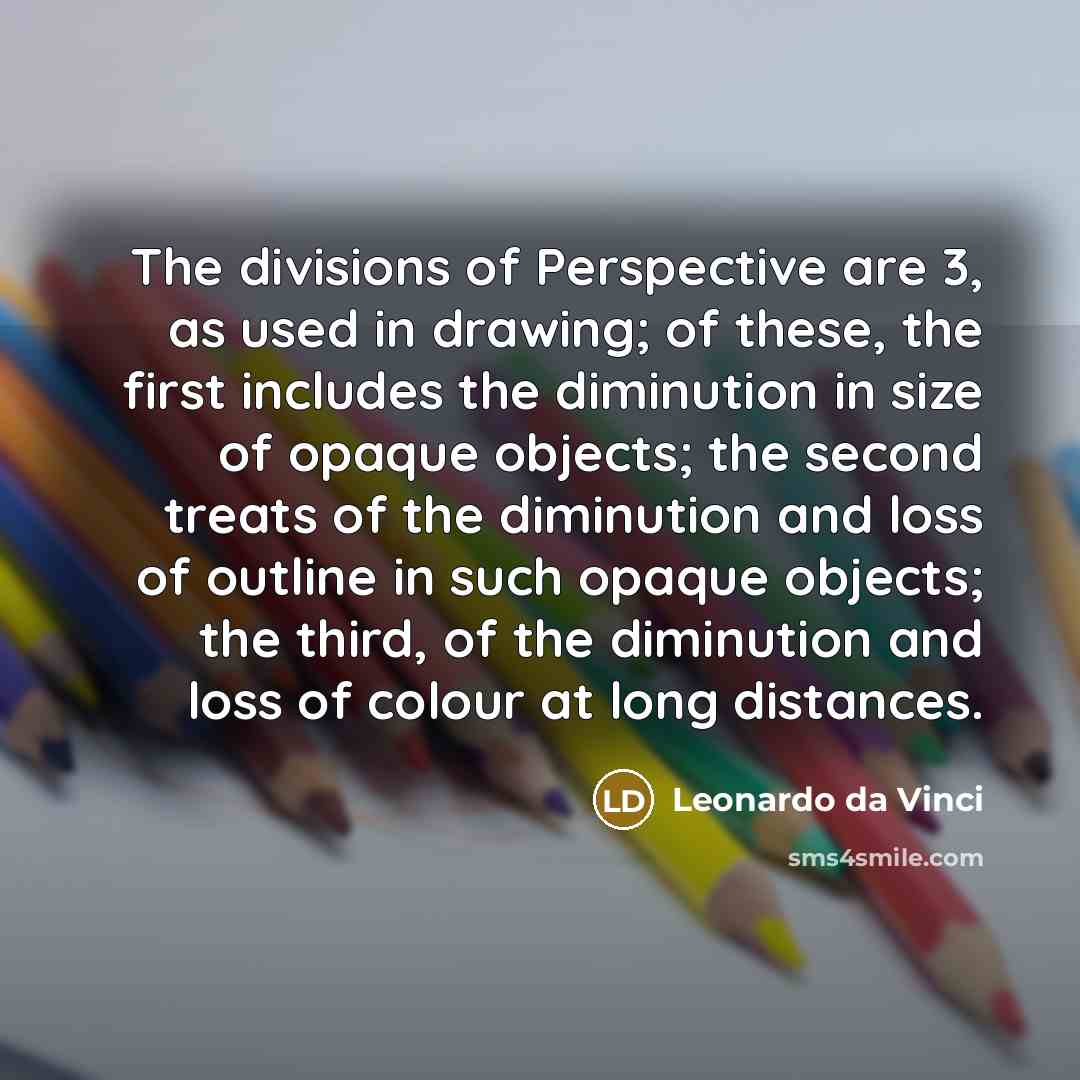 “The divisions of Perspective are 3, as used in drawing;…” quote by Leonardo da Vinci
