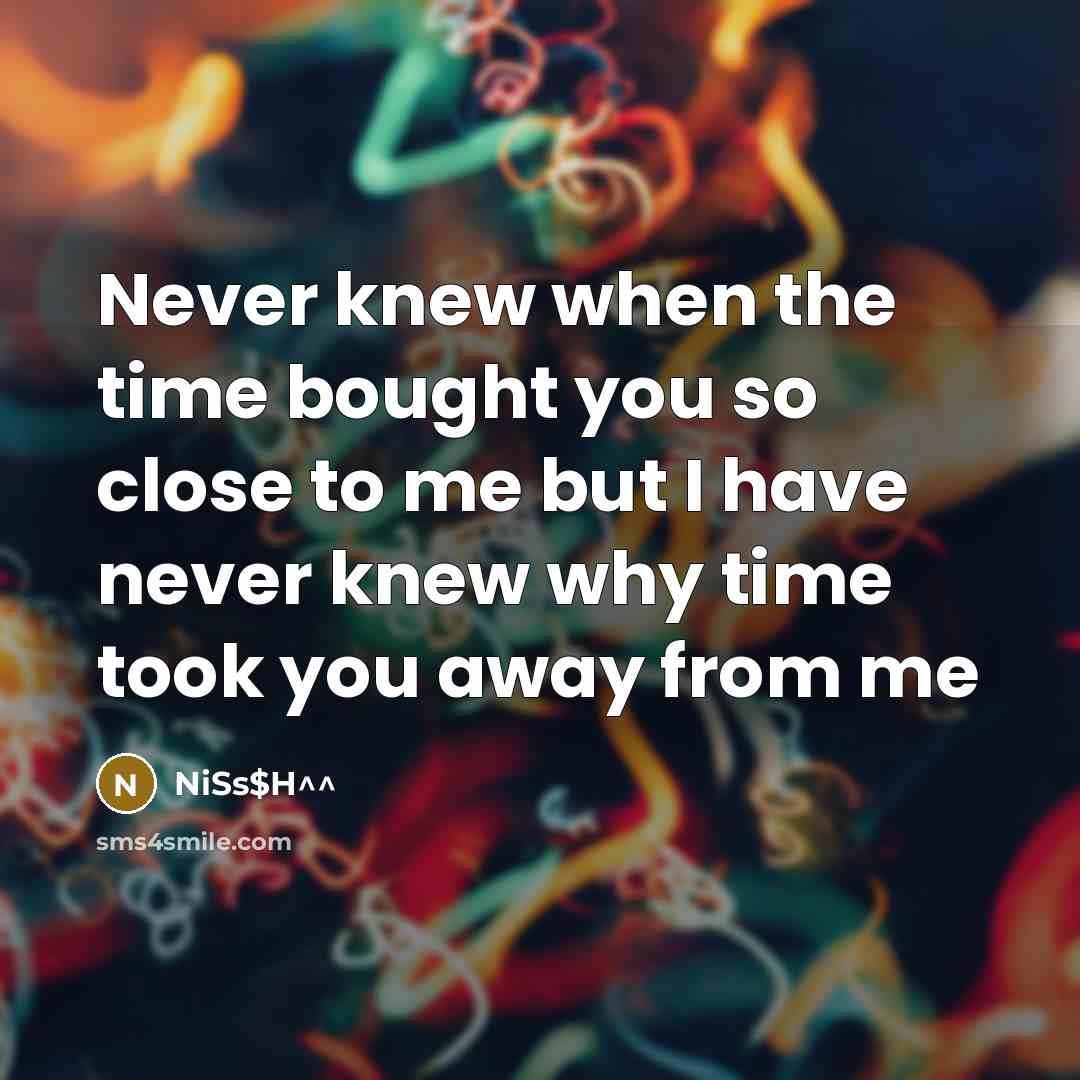 “Never knew when the time bought you so close to me but I have never knew why time took you away from me” quote by NiSs$H^^
