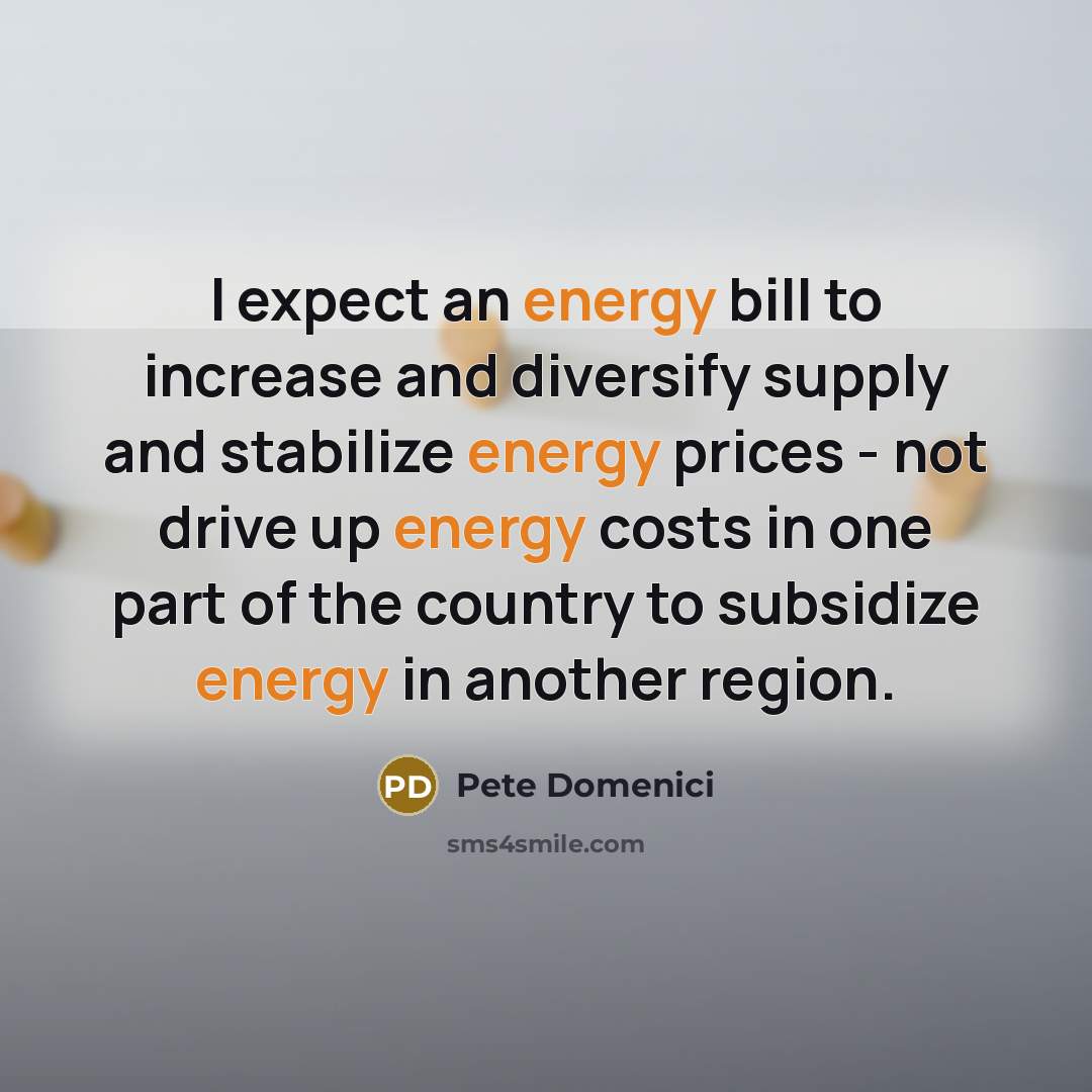 “I expect an energy bill to increase and diversify supply…” quote by Pete Domenici