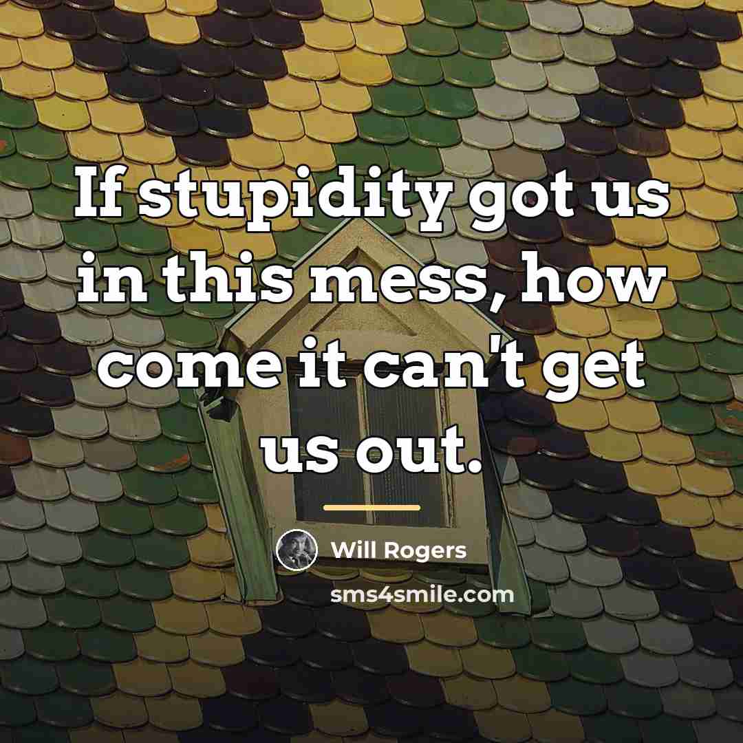 “If stupidity got us in this mess, how come it…” quote by Will Rogers