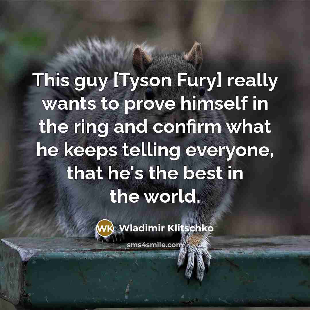 “This guy [Tyson Fury] really wants to prove himself in…” quote by Wladimir Klitschko