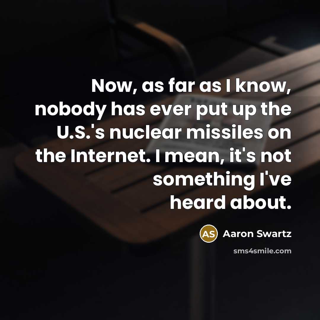 “Now, as far as I know, nobody has ever put…” quote by Aaron Swartz