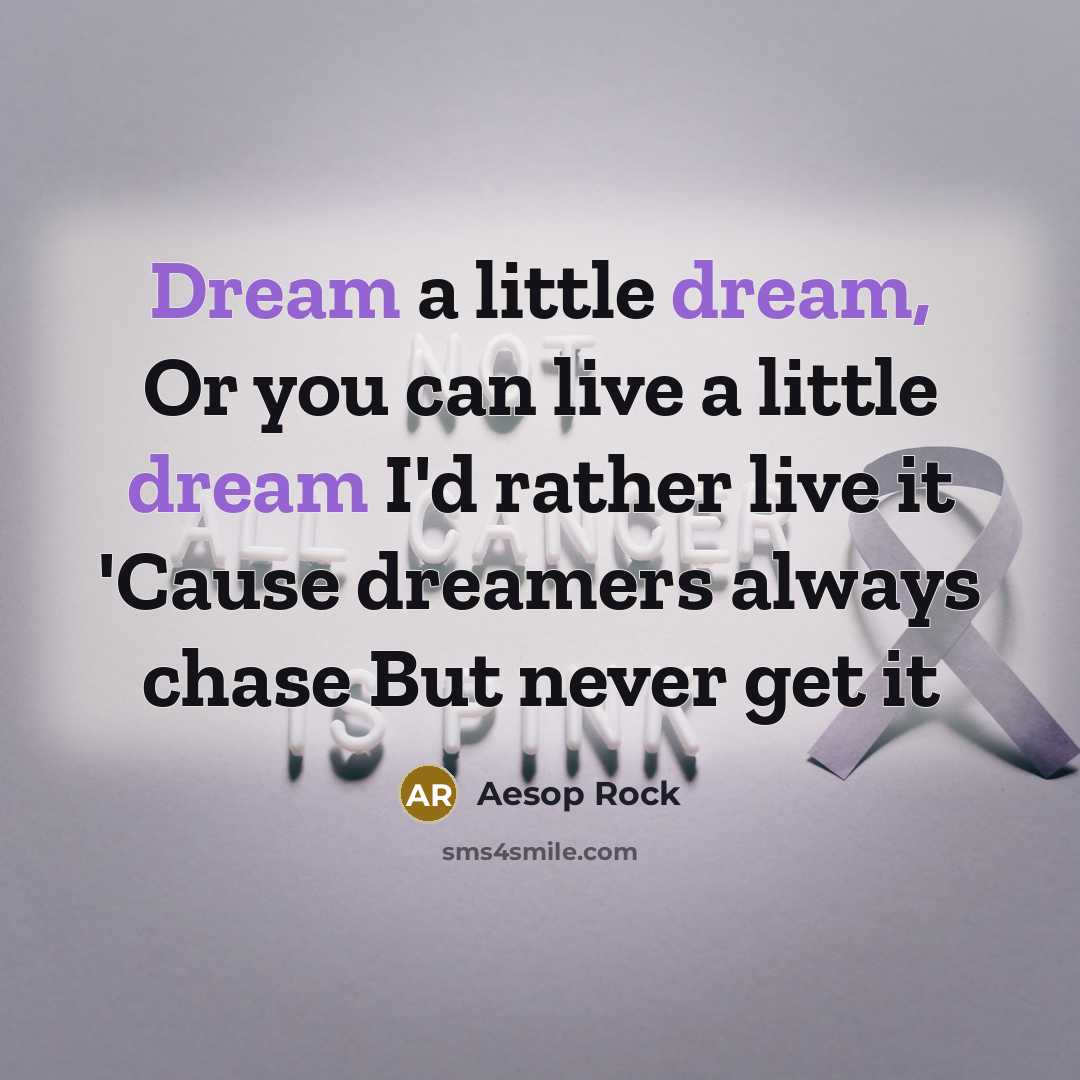 “Dream a little dream, Or you can live a little…” quote by Aesop Rock