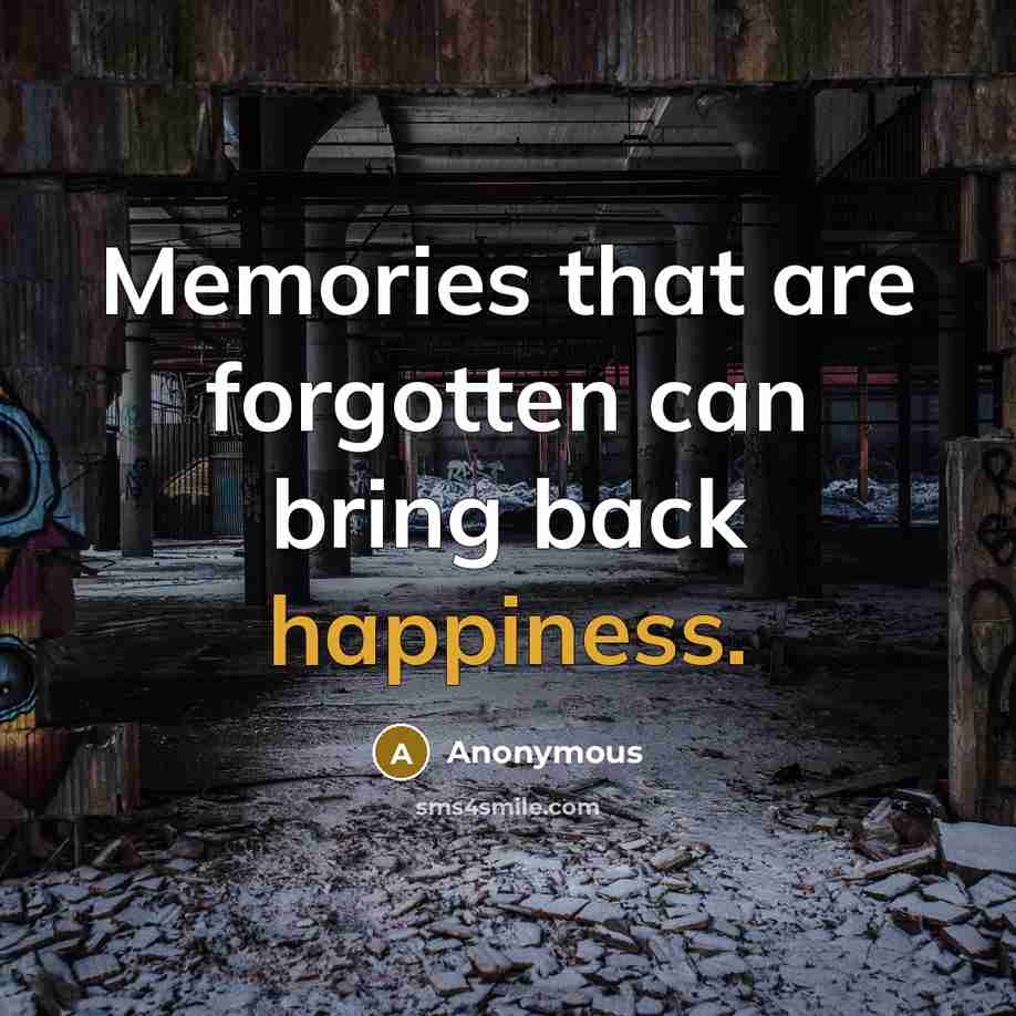 “Memories that are forgotten can bring back happiness.” quote by Anonymous