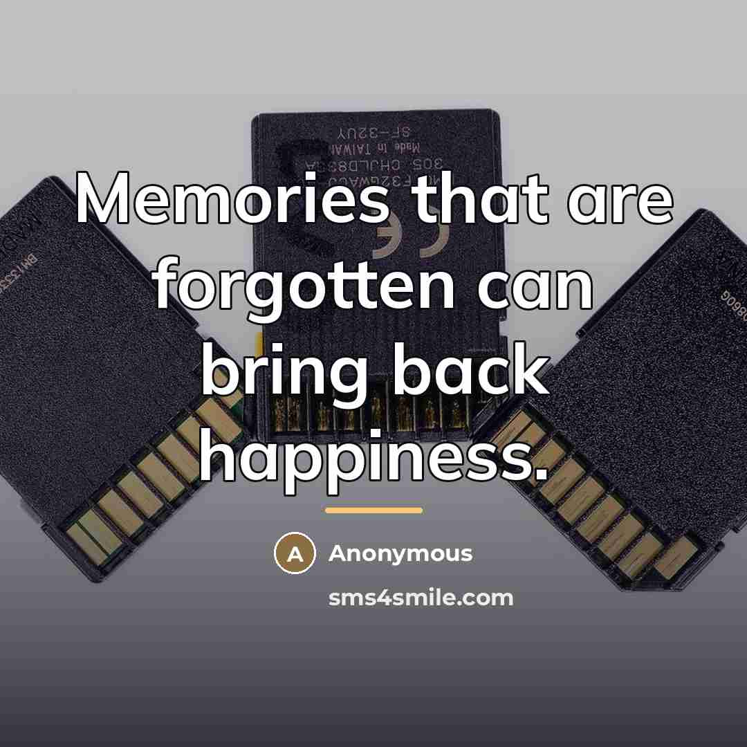 “Memories that are forgotten can bring back happiness.…” quote by Anonymous