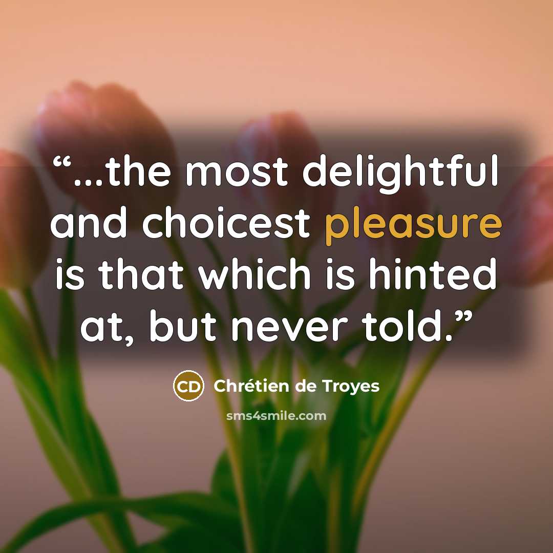 “...the most delightful and choicest pleasure is that which is hinted at, but never told.” quote by Chrétien de Troyes