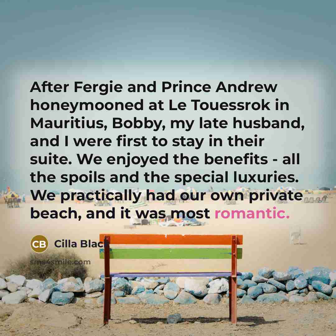 “After Fergie and Prince Andrew honeymooned at Le Touessrok in…” quote by Cilla Black