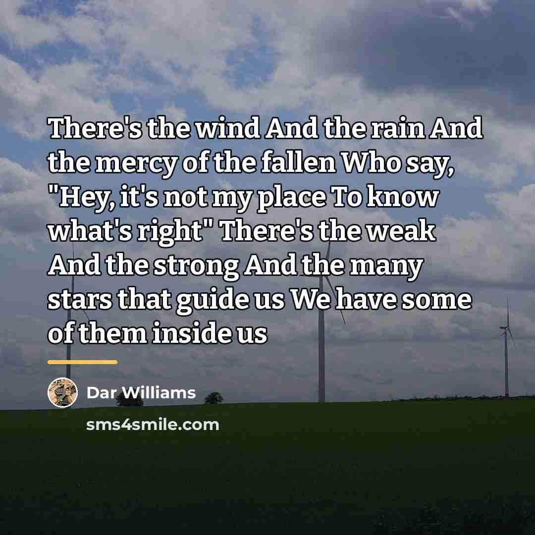 “There's the wind And the rain And the mercy of…” quote by Dar Williams