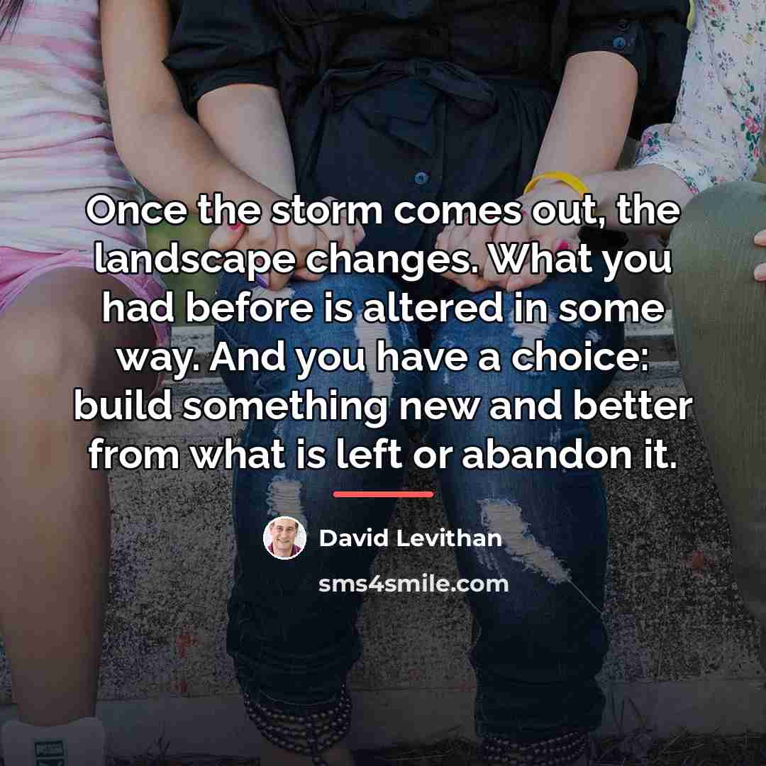 “Once the storm comes out, the landscape changes. What you…” quote by David Levithan