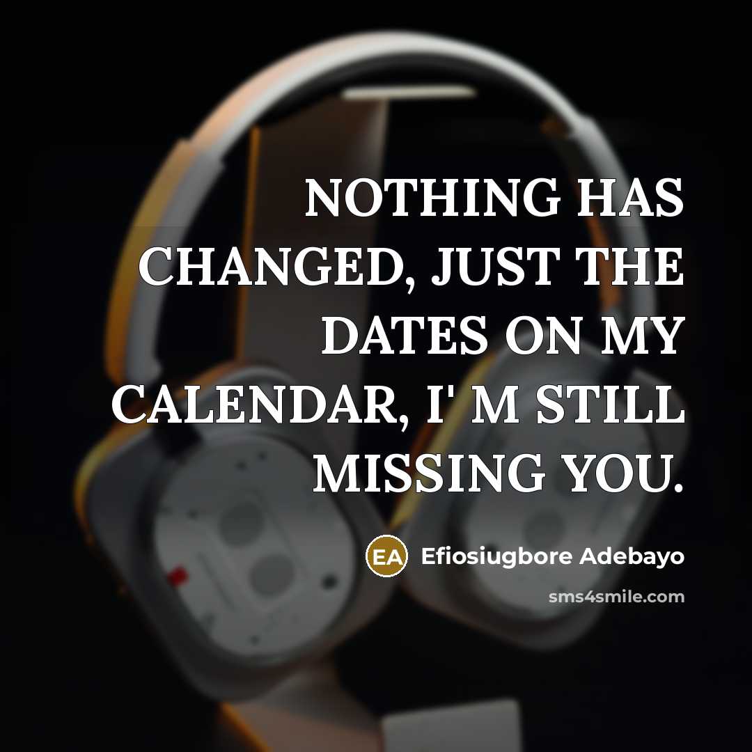 “NOTHING HAS CHANGED, JUST THE DATES ON MY CALENDAR, I' M STILL MISSING YOU.” quote by Efiosiugbore Adebayo