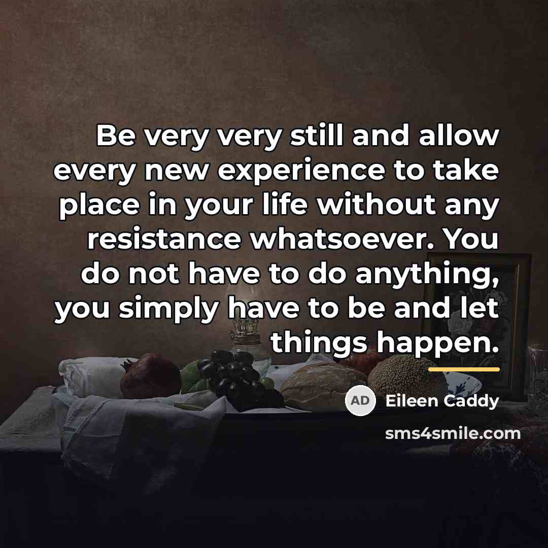 “Be very very still and allow every new experience to…” quote by Eileen Caddy