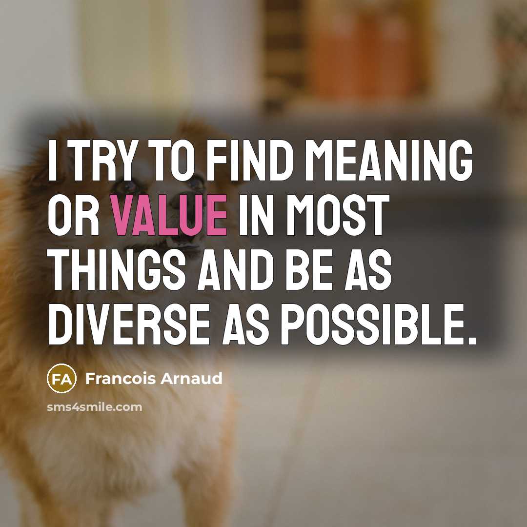 “I try to find meaning or value in most things…” quote by Francois Arnaud
