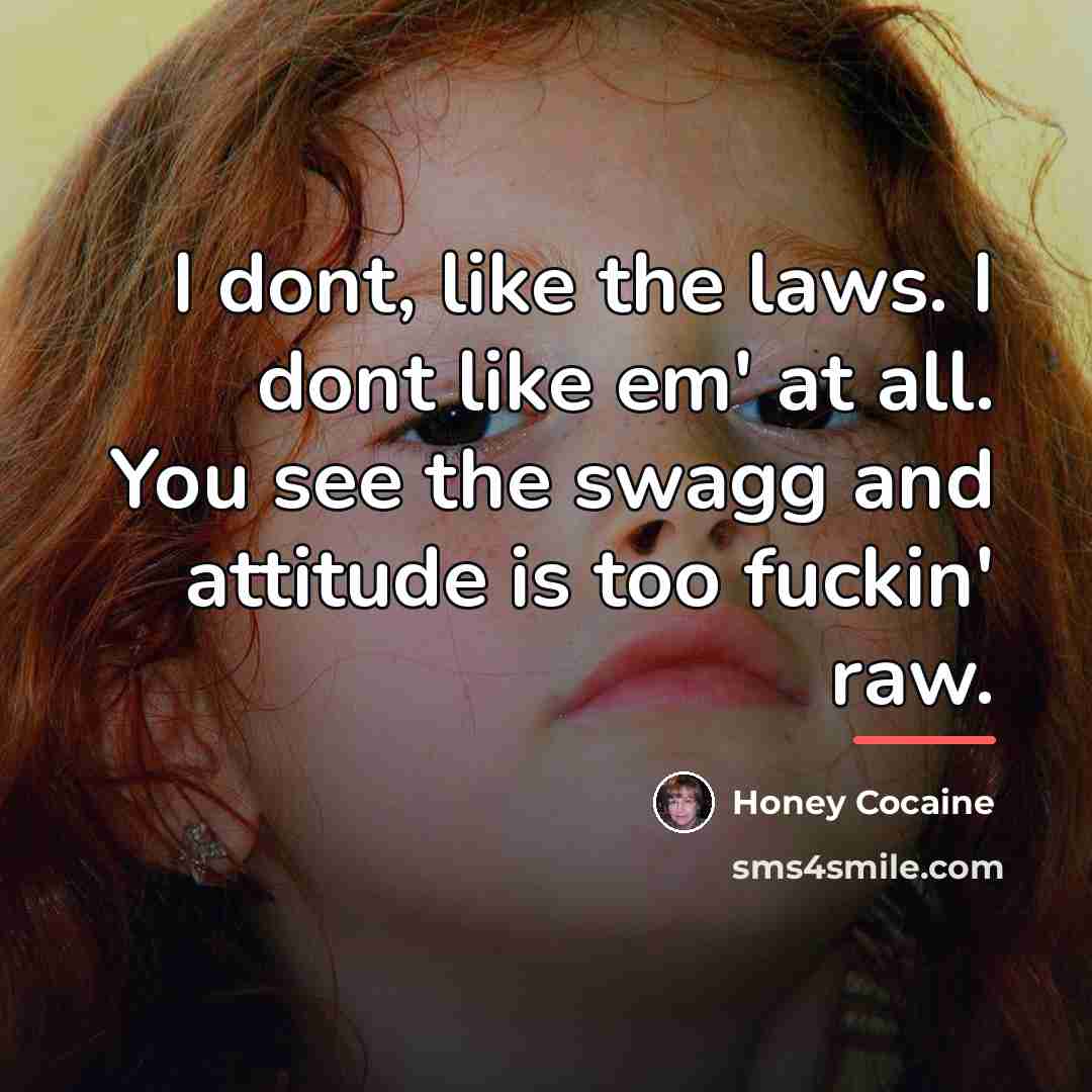 “I dont, like the laws. I dont like em' at…” quote by Honey Cocaine