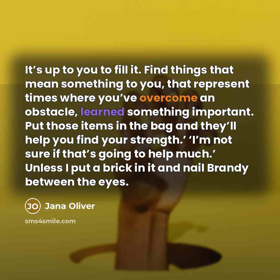 “It’s up to you to fill it. Find things that…” quote by Jana Oliver