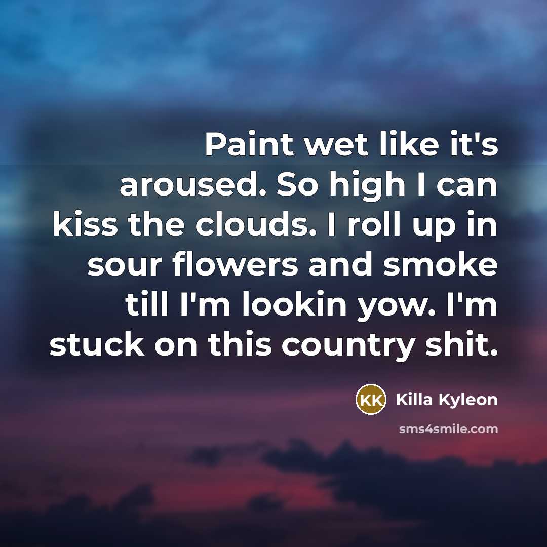 “Paint wet like it's aroused. So high I can kiss…” quote by Killa Kyleon