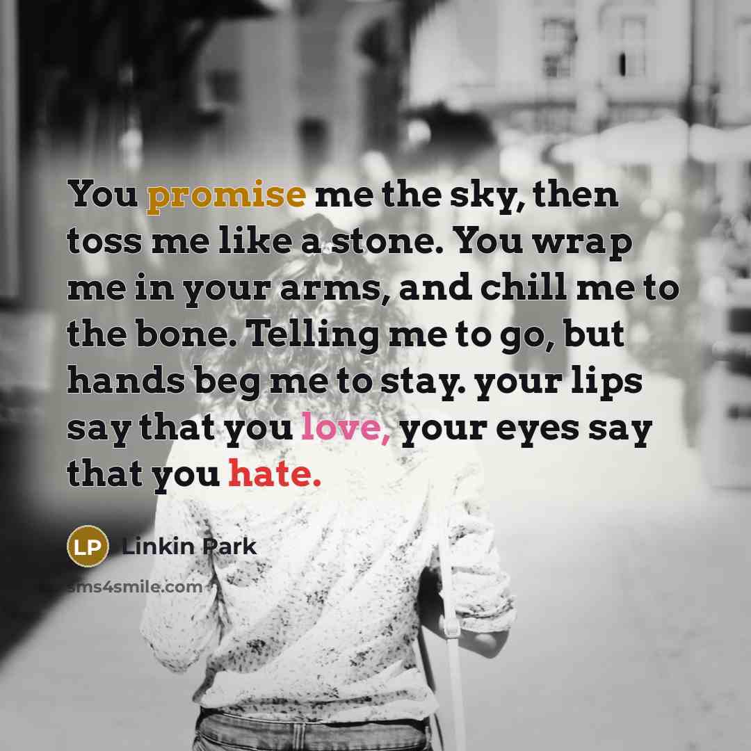“You promise me the sky, then toss me like a…” quote by Linkin Park