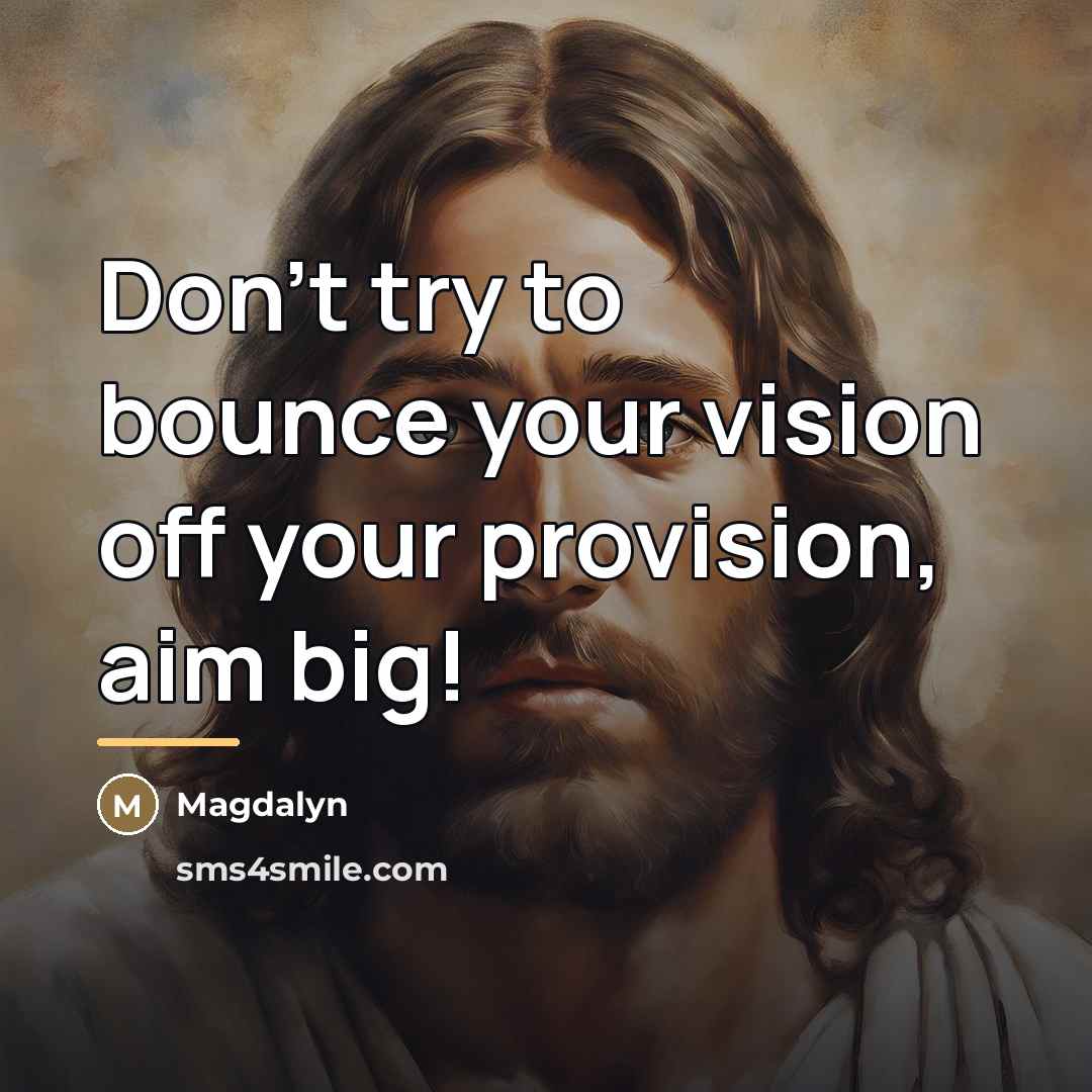 “Don't try to bounce your vision off your provision, aim…” quote by Magdalyn