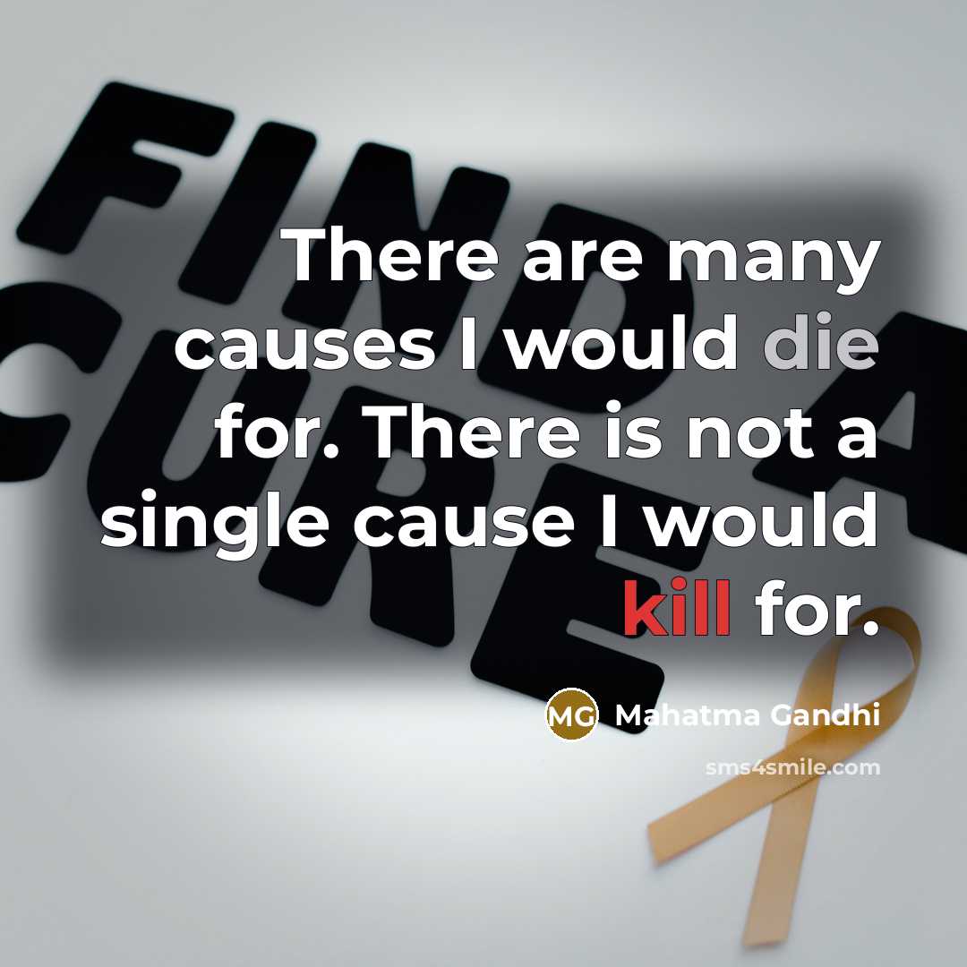 “There are many causes I would die for. There is not a single cause I would kill for.” quote by Mahatma Gandhi