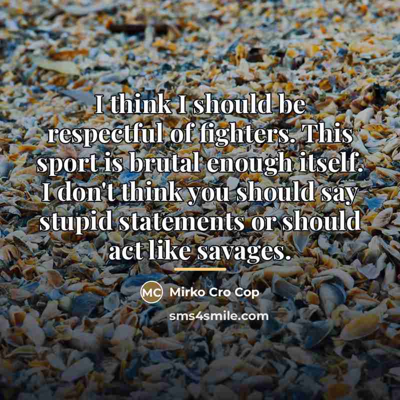 “I think I should be respectful of fighters. This sport…” quote by Mirko Cro Cop