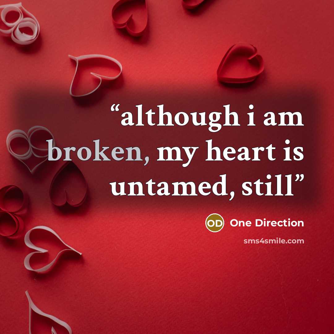 “although i am broken, my heart is untamed, still” quote by One Direction