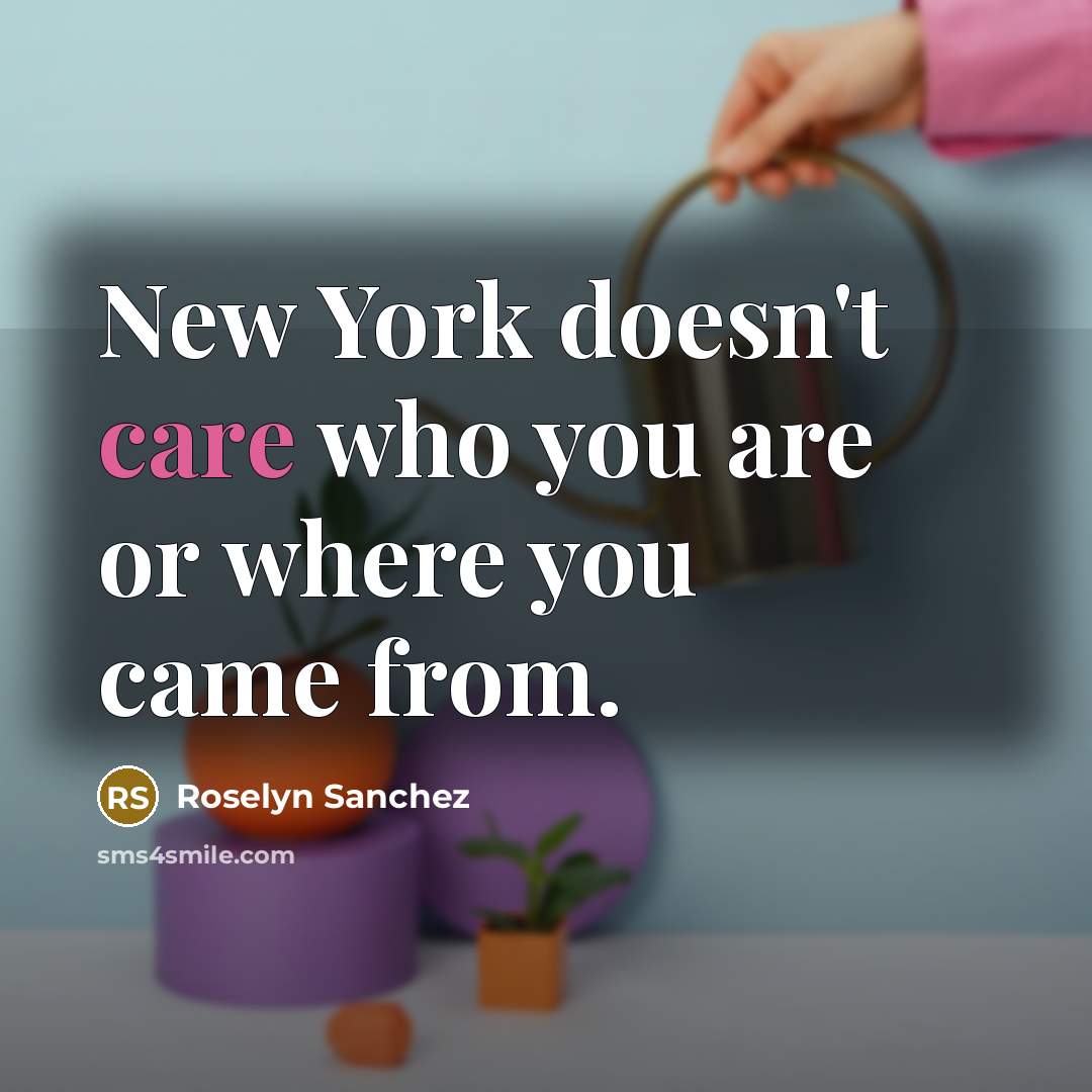 “New York doesn't care who you are or where you came from.” quote by Roselyn Sanchez