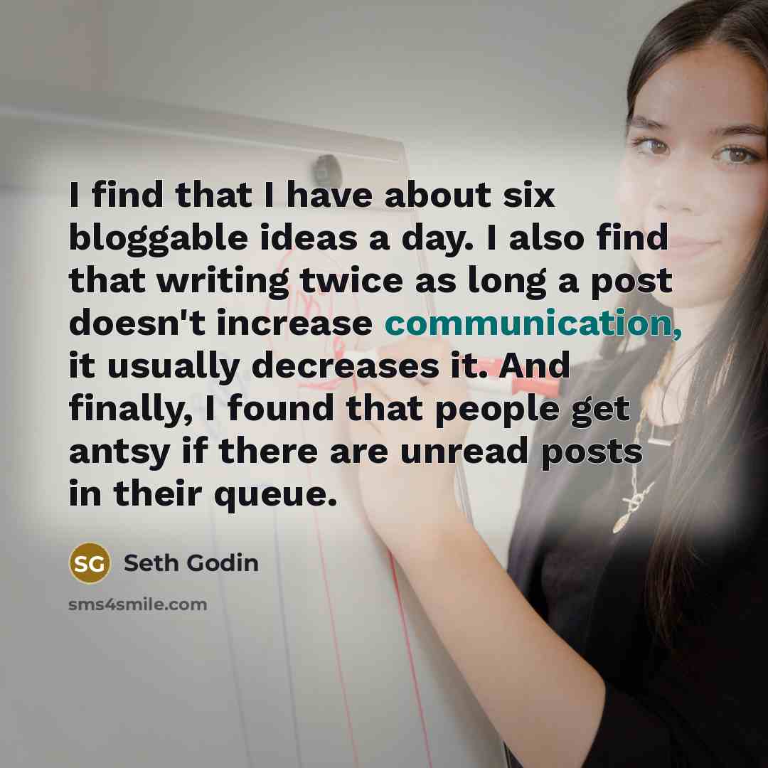 “I find that I have about six bloggable ideas a…” quote by Seth Godin