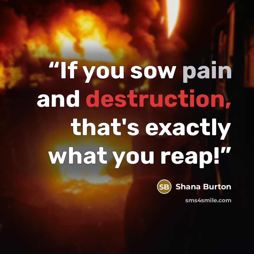 “If you sow pain and destruction, that's exactly what you reap!” quote by Shana Burton