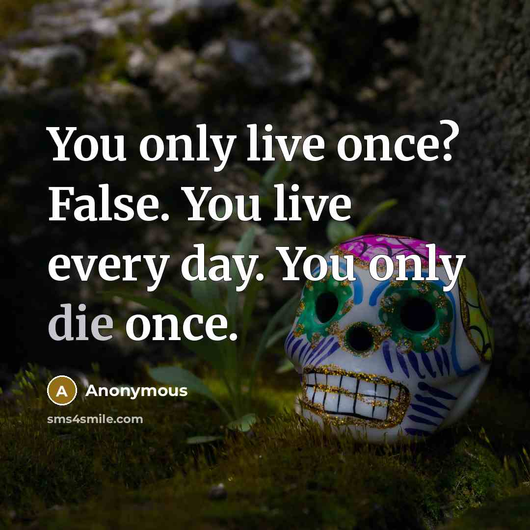 “You only live once? False. You live every day. You…” quote by Anonymous