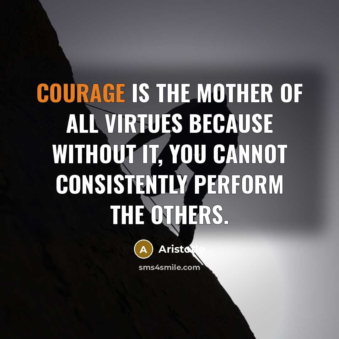 “Courage is the mother of all virtues because without it,…” quote by Aristotle
