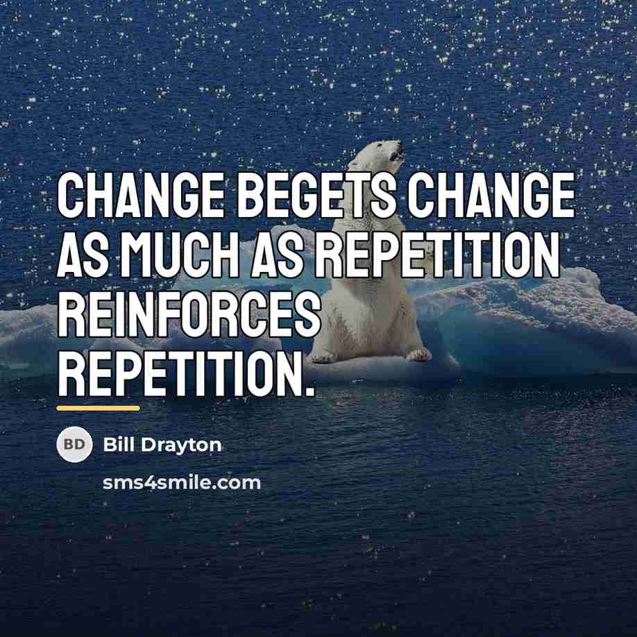 “Change begets change as much as repetition reinforces repetition.…” quote by Bill Drayton