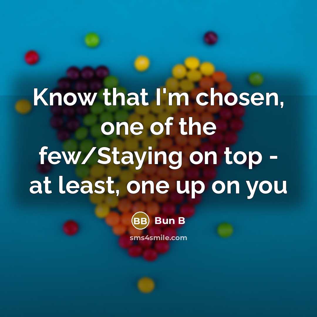 “Know that I'm chosen, one of the few/Staying on top…” quote by Bun B