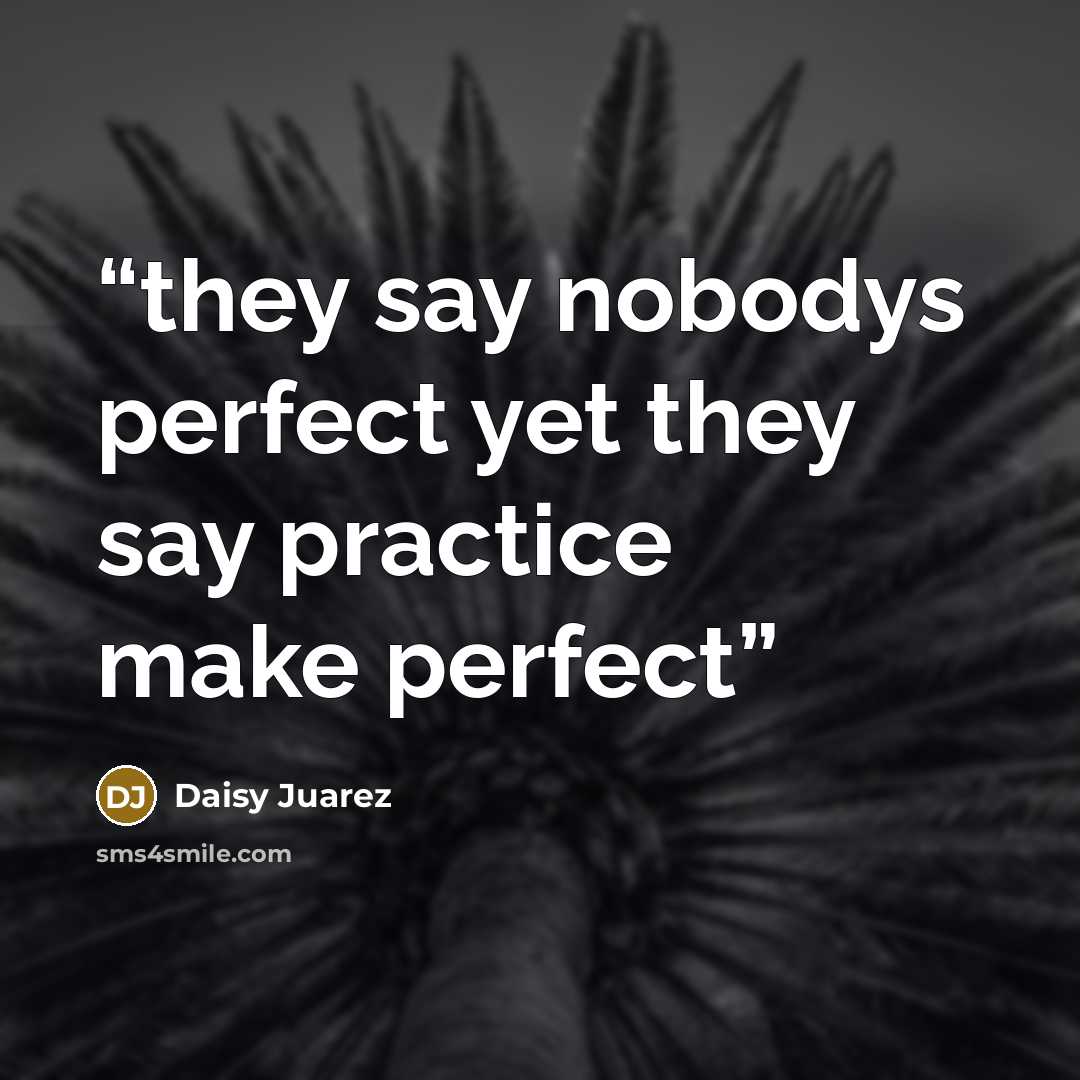 “they say nobodys perfect yet they say practice make perfect” quote by Daisy Juarez