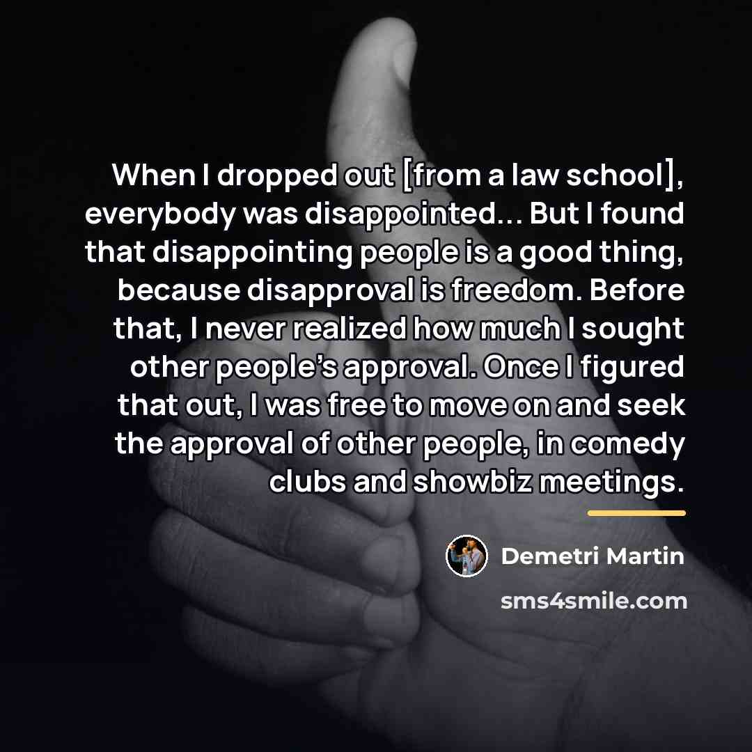 “When I dropped out [from a law school], everybody was…” quote by Demetri Martin