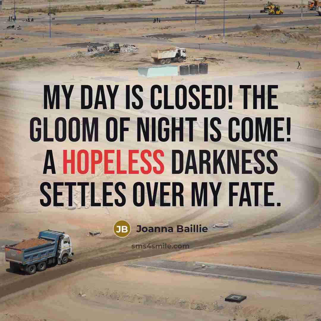 “My day is closed! the gloom of night is come!…” quote by Joanna Baillie