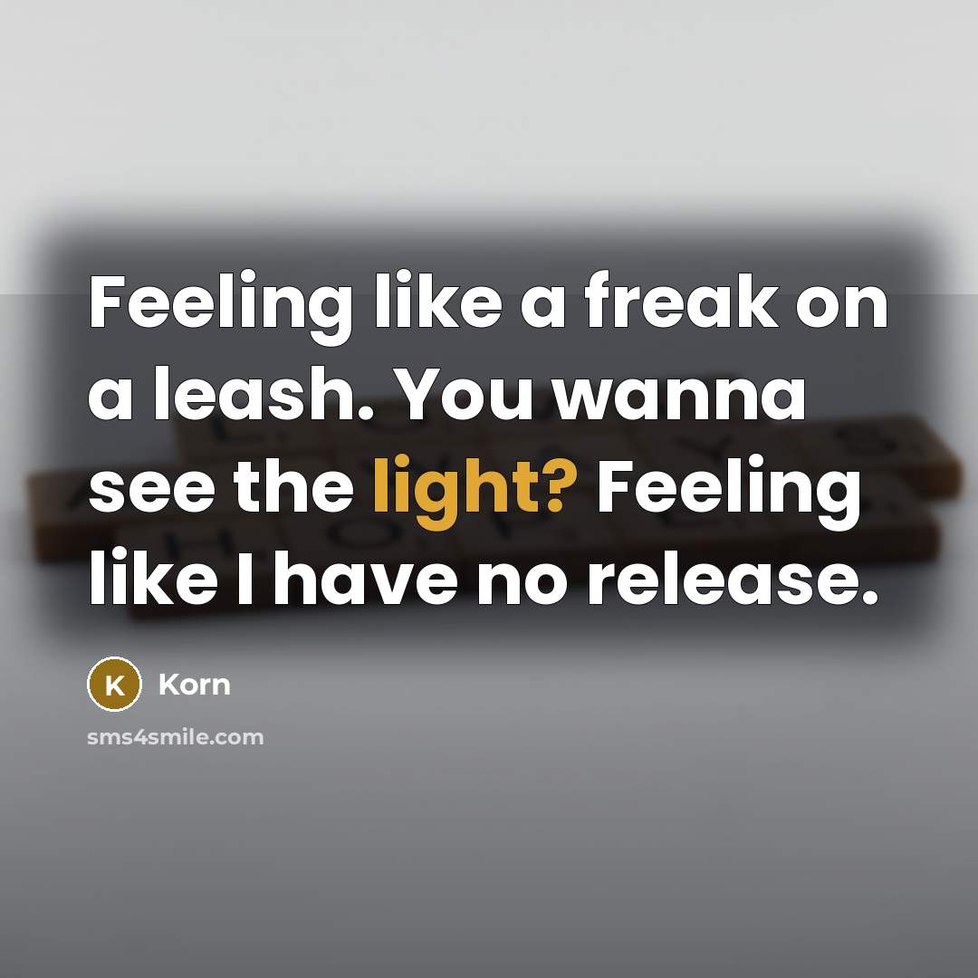 “Feeling like a freak on a leash. You wanna see the light? Feeling like I have no release.” quote by Korn